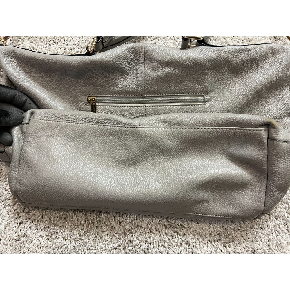 ORA DELPHNE leather Satchel light Gray LG Top Handles/Shoulder Strap - Picture 9 of 14